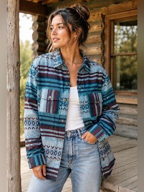 Earthbound Trading Co Woven Shirt Jacket – Size S